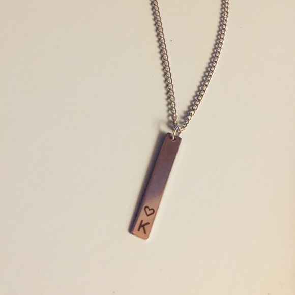 🔴Silver “K” Vertical Bar Dainty Necklace Chic Boh - Picture 4 of 5